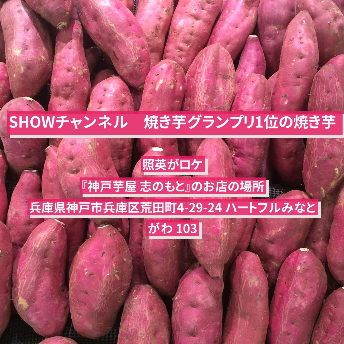【SHOWチャンネル】焼き芋グランプリ1位シルクスイート　照英がロケ『神戸芋屋 志のもと』のお店の場所