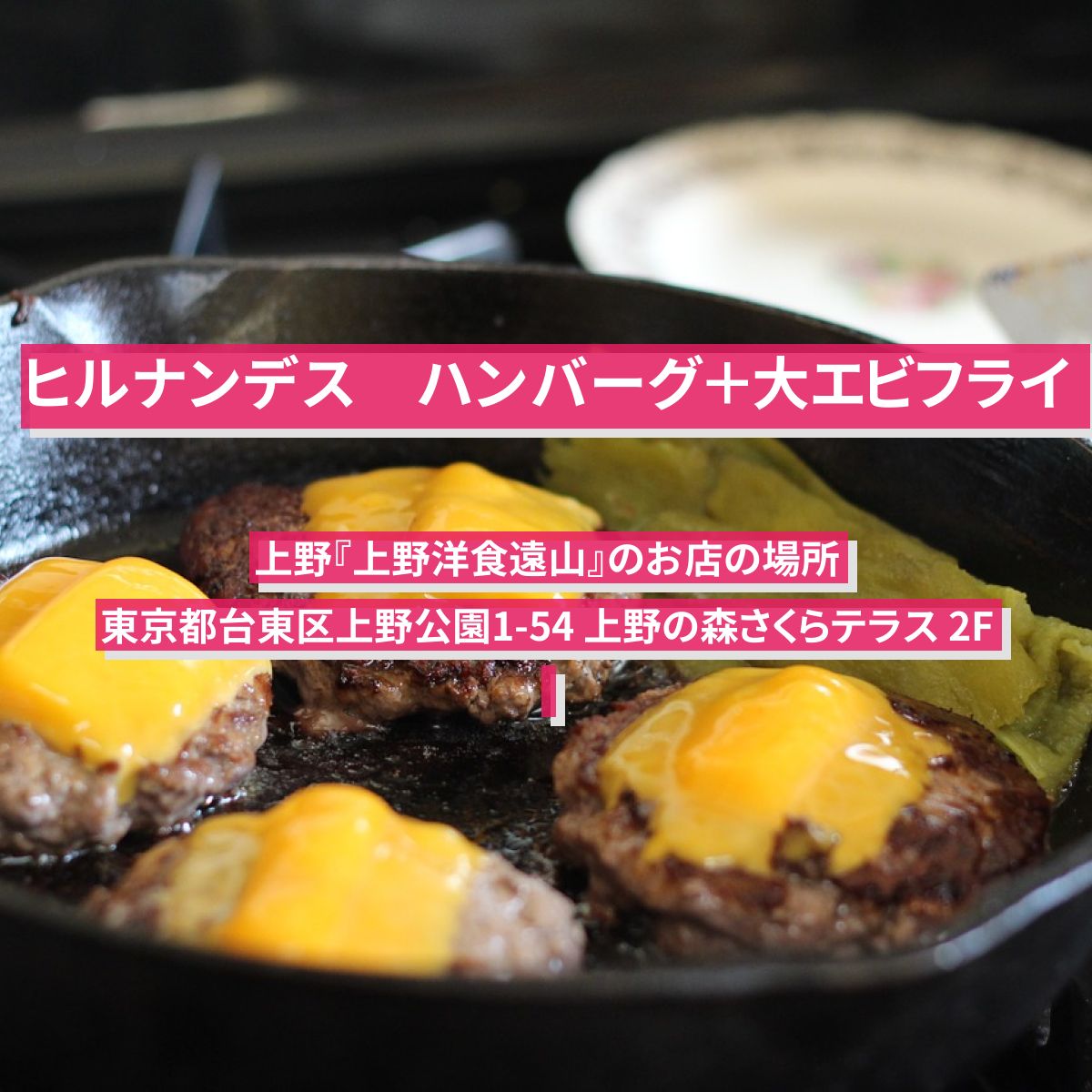 【ヒルナンデス】ハンバーグ＋大エビフライ　上野『上野洋食遠山』のお店の場所