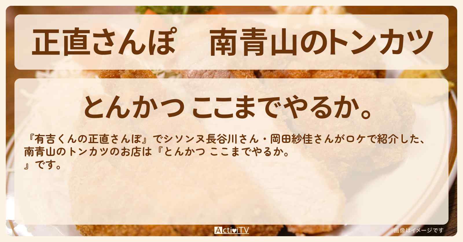 【正直さんぽ】南青山のトンカツ『とんかつ ここまでやるか。』のお店・ロケ地を紹介〔シソンヌ・岡田紗佳〕