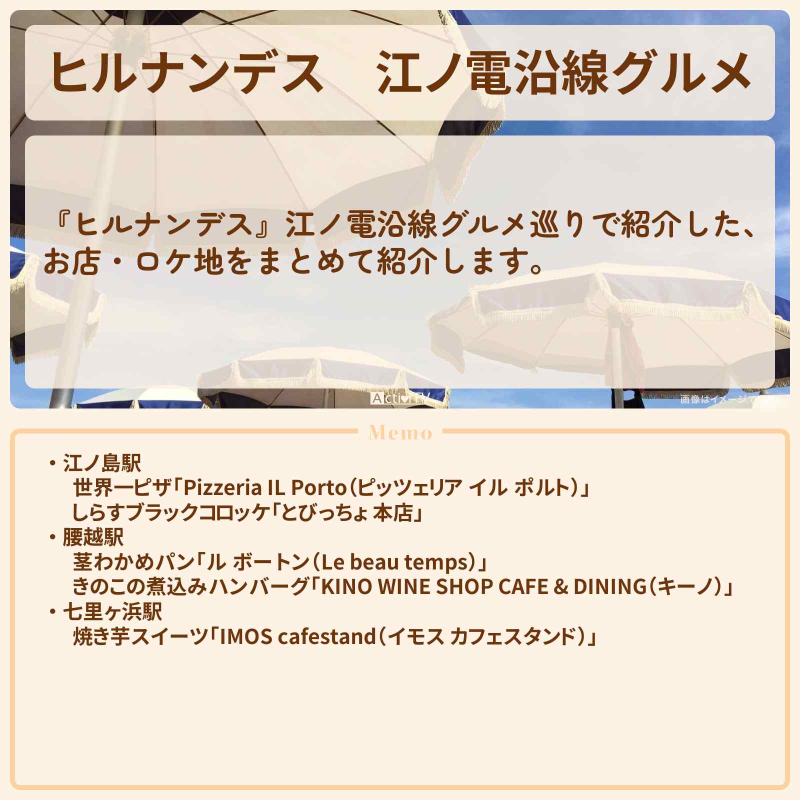 【ヒルナンデス】『江ノ電沿線グルメ』お店・ロケ地の前半まとめ〔JO1・河野純喜・佐藤景瑚〕