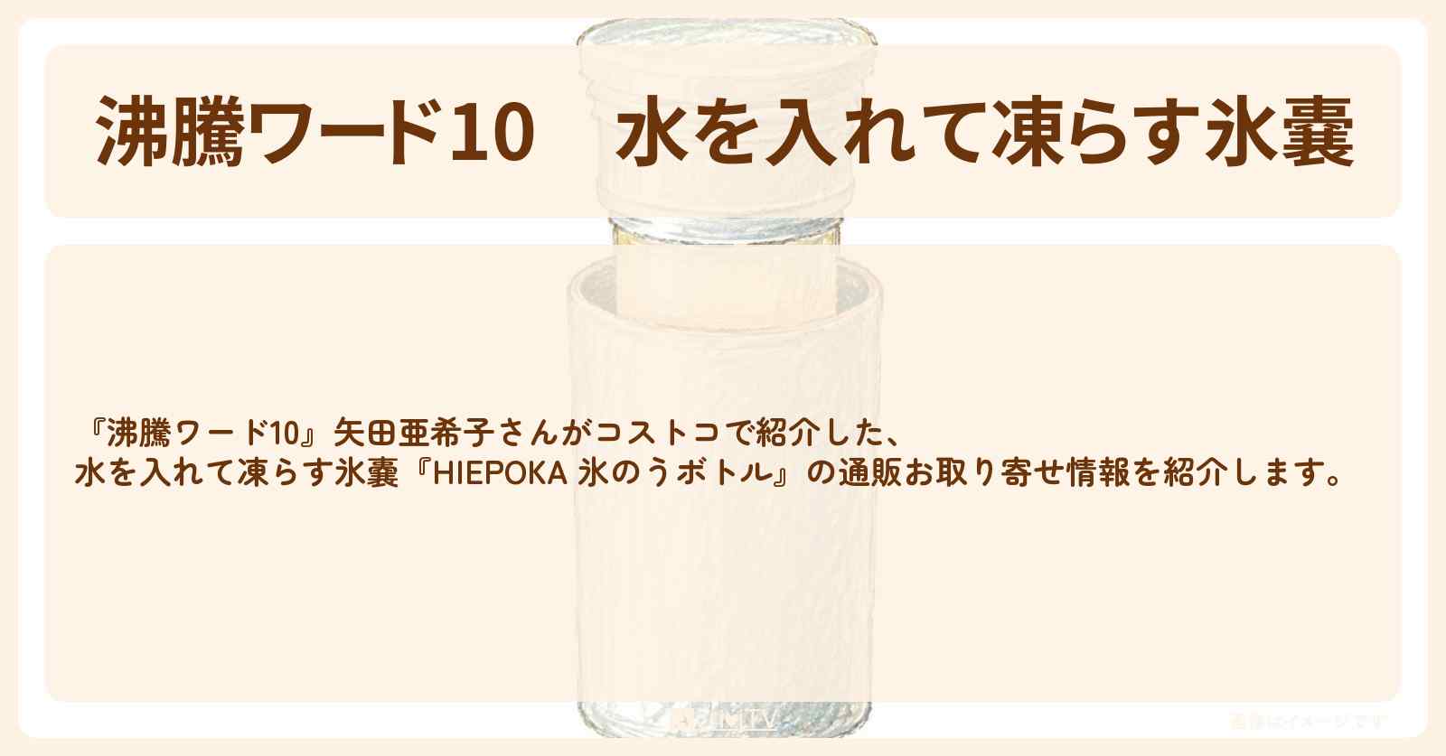 【沸騰ワード10】水を入れて凍らす氷嚢『HIEPOKA 氷のうボトル』コストコ特集の通販お取り寄せ〔矢田亜希子〕