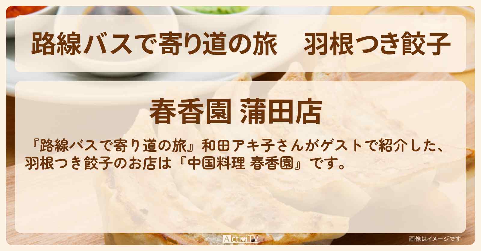 羽根つき餃子『中国料理 春香園』蒲田のお店の場所〔和田アキ子〕