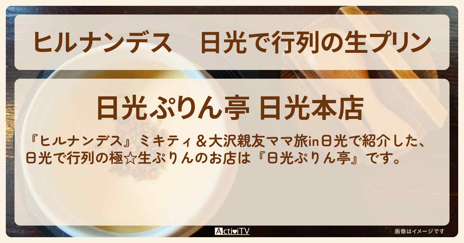 日光で行列の生プリン『日光ぷりん亭』のお店情報〔藤本美貴・大沢あかね〕