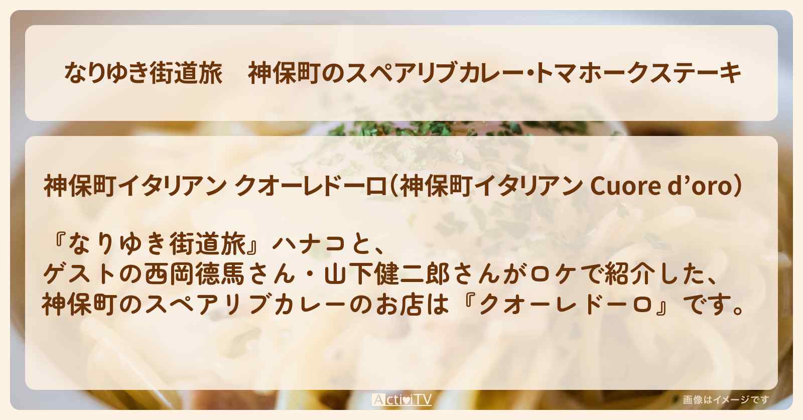 神保町のスペアリブカレー・トマホークステーキ『クオーレドーロ』神田カレーグランプリ出場のお店の場所〔西岡德馬・山下健二郎〕