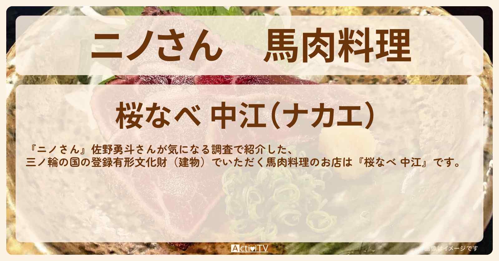 馬肉料理『桜なべ 中江』台東区のお店の場所