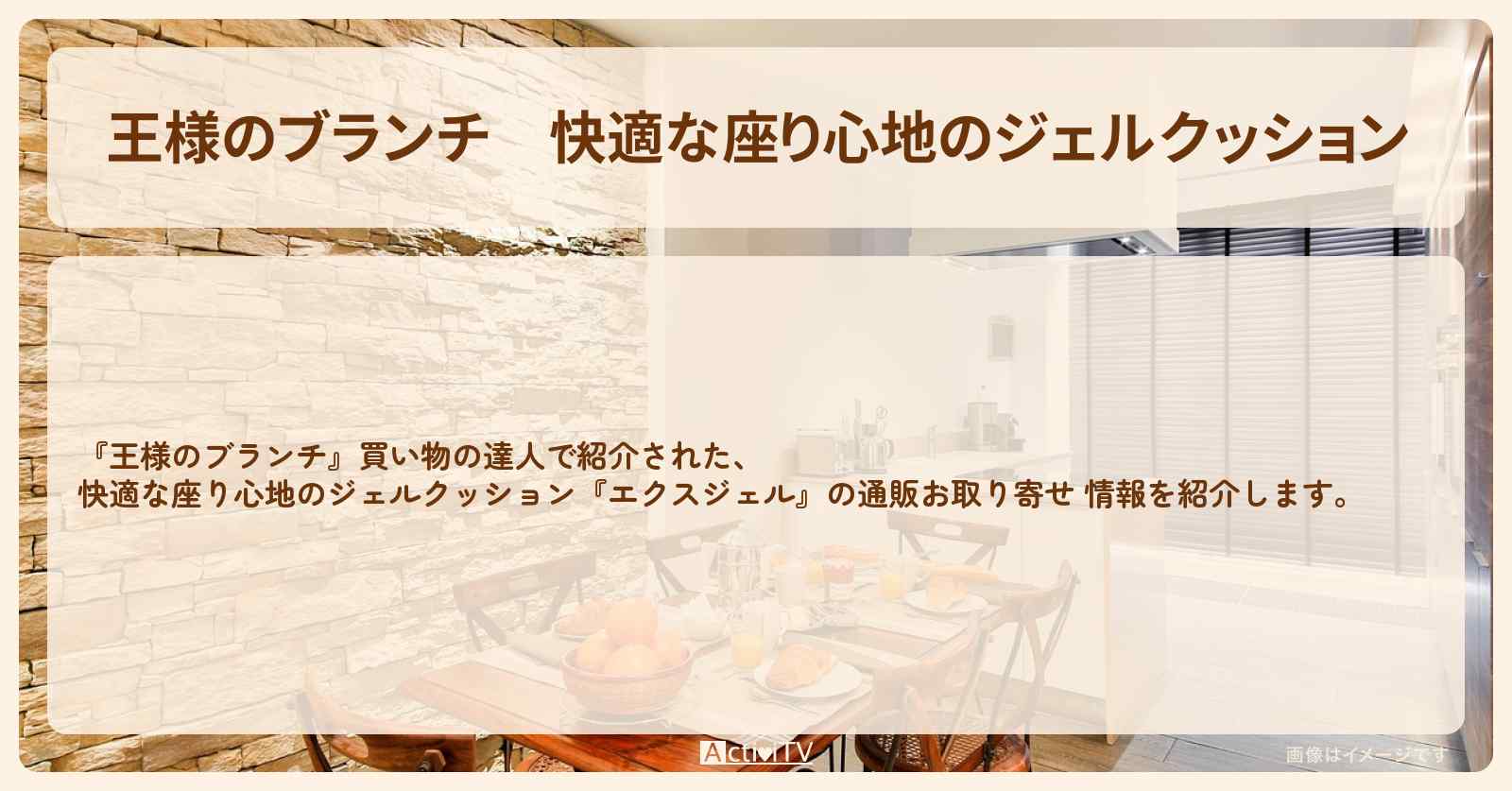 快適な座り心地のジェルクッション『エクスジェル』の通販お取り寄せ情報 〔買い物の達人・野村周平・佐久間由衣〕