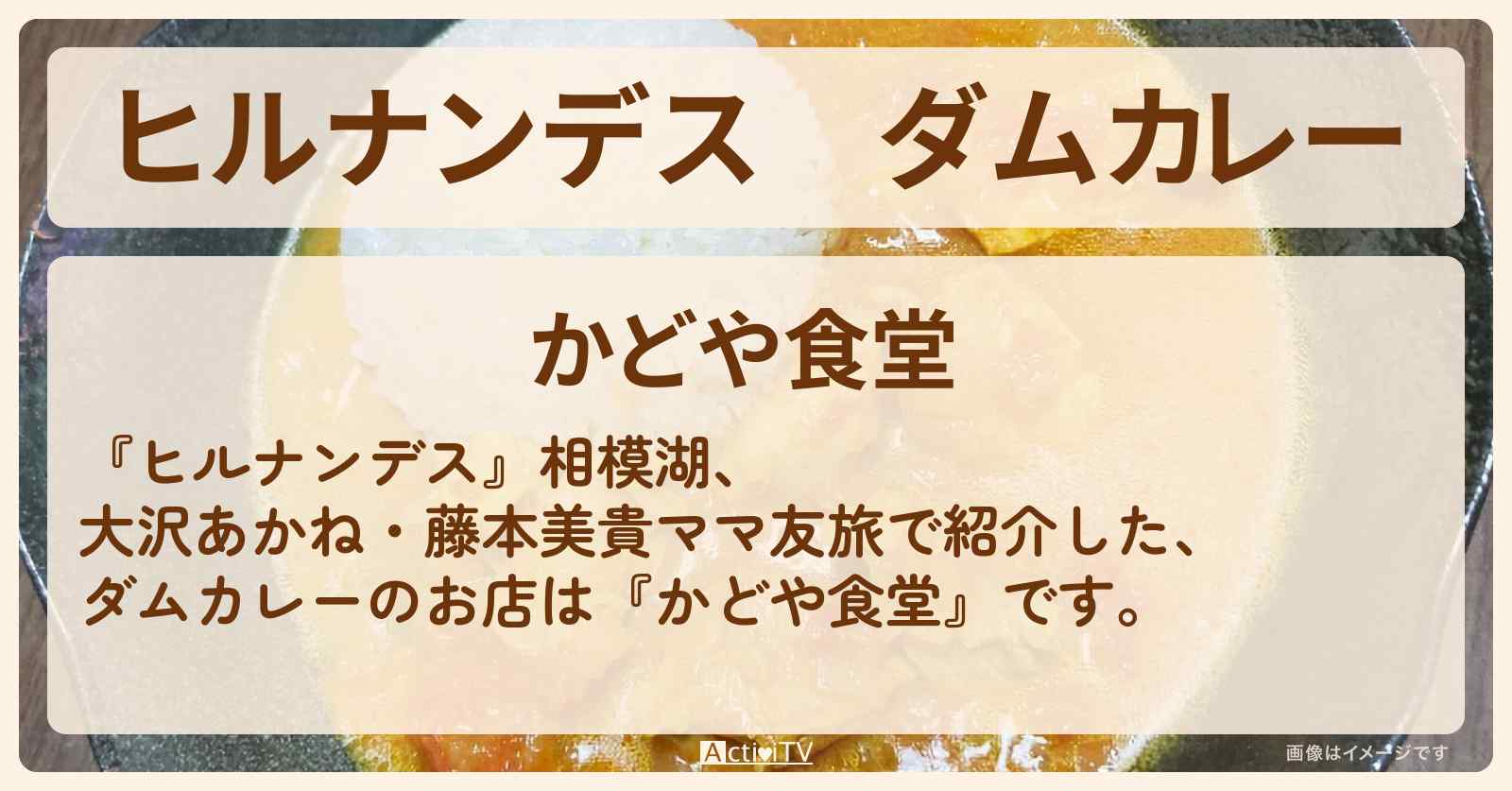 ダムカレー『かどや食堂』相模湖のお店情報〔大沢あかね・藤本美貴〕