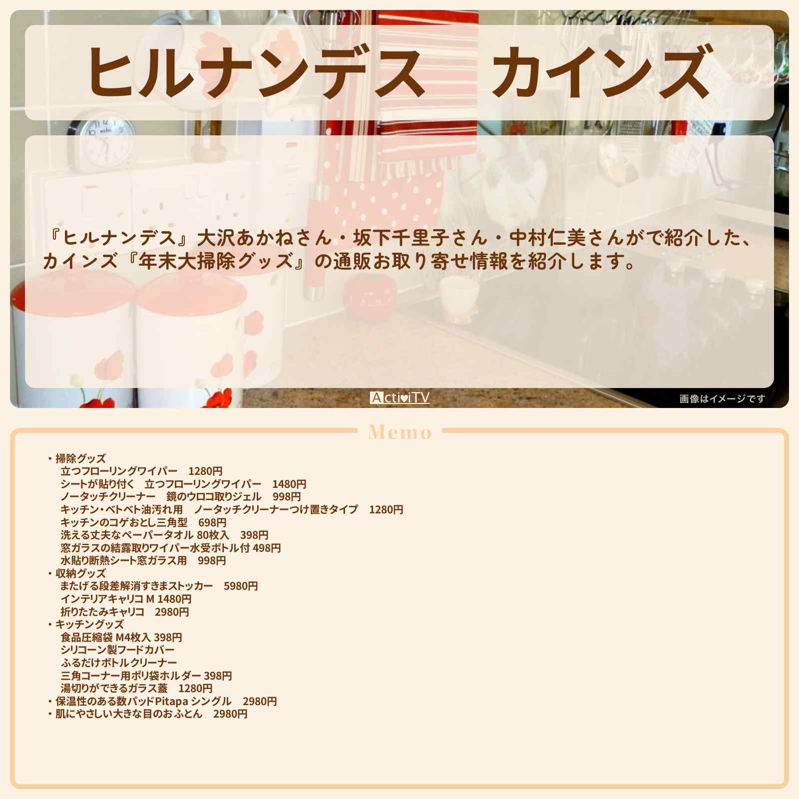 【ヒルナンデス】カインズ『年末大掃除グッズ』の通販お取り寄せ情報
