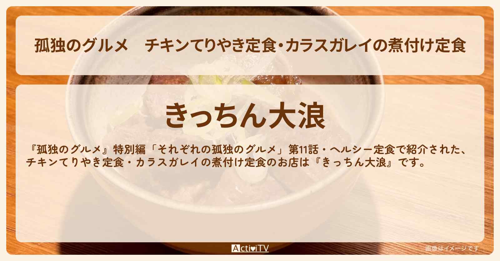 チキンてりやき定食・カラスガレイの煮付け定食　吉祥寺『きっちん大浪』のお店の場所