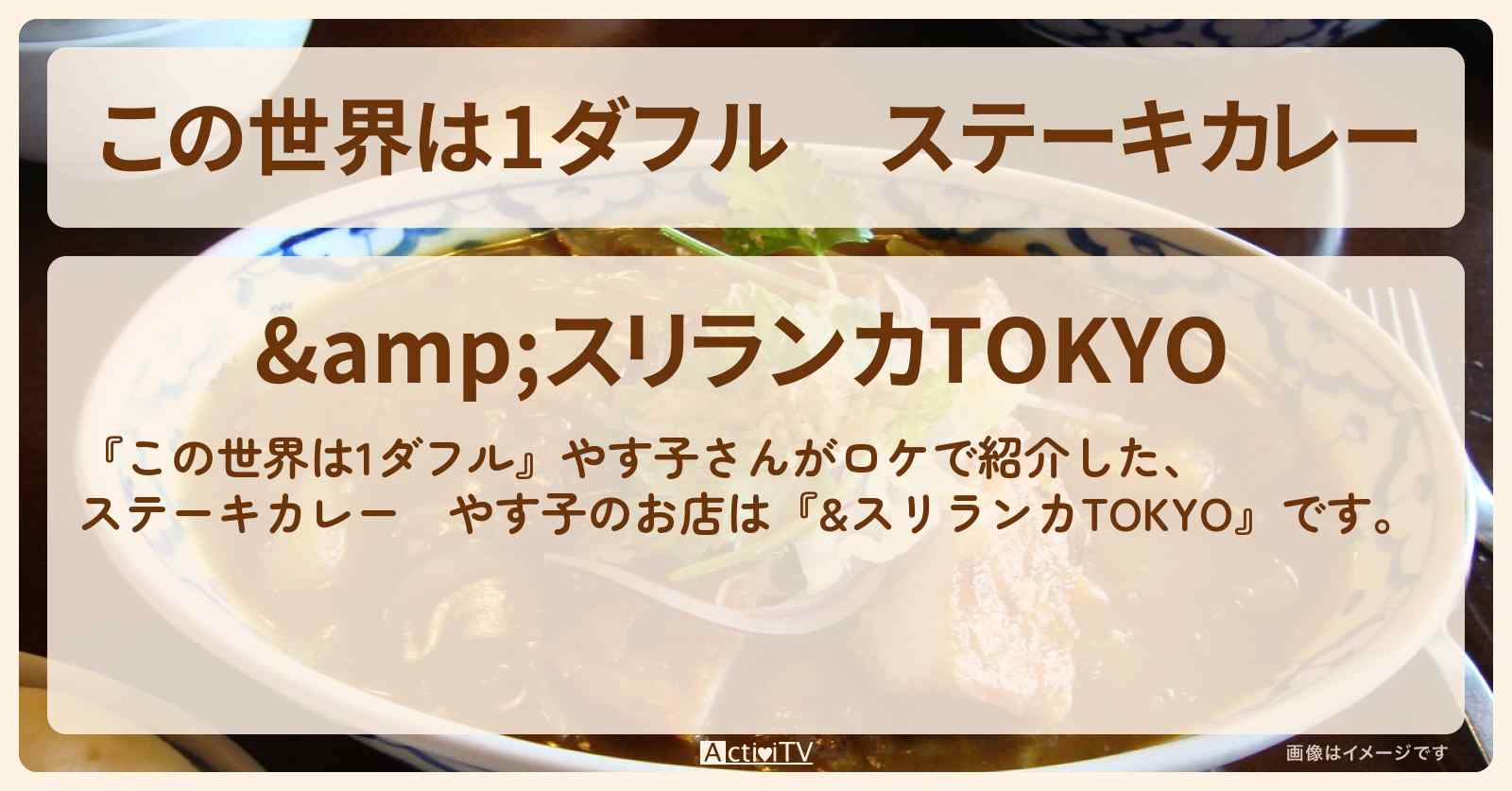 【この世界は1ダフル】ステーキカレー　やす子さんNo.1『&スリランカTOKYO』神保町のお店の場所