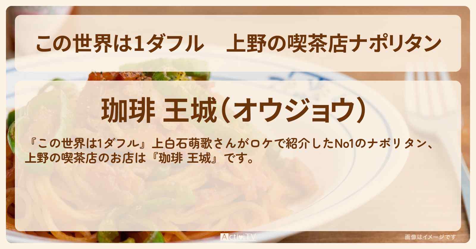 【この世界は1ダフル】上野の喫茶店ナポリタン　上白石萌歌さんNo.1『珈琲 王城』のお店の場所
