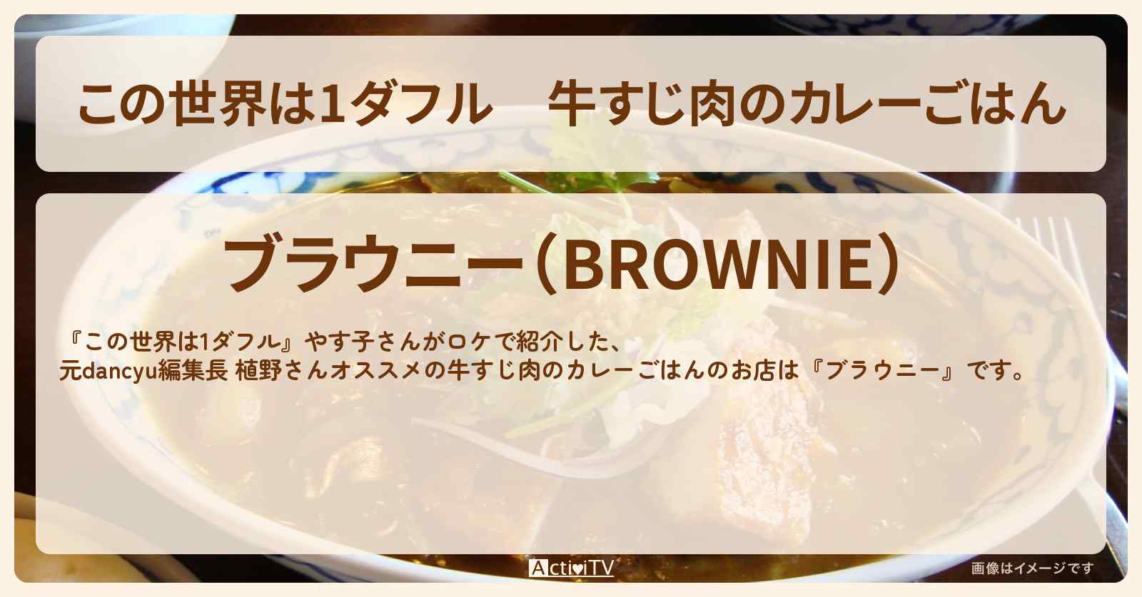 【この世界は1ダフル】牛すじ肉のカレーごはん　やす子『ブラウニー』秋葉原のお店の場所