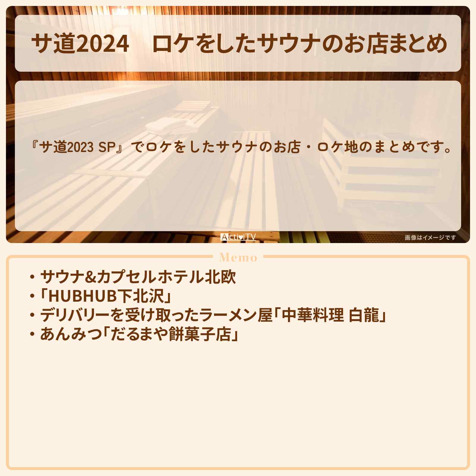 【サ道2024】ロケをしたサウナのお店まとめ
