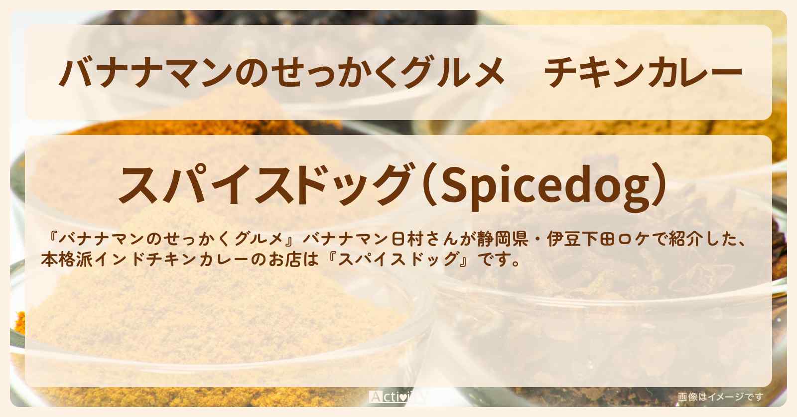チキンカレー『スパイスドッグ（静岡県・伊豆下田）』のお店の場所〔日村勇紀〕