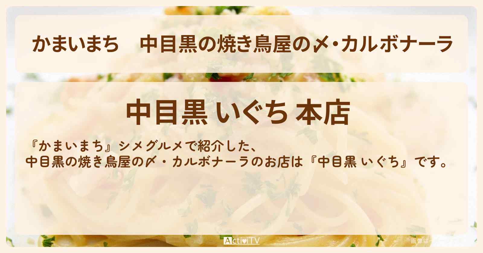中目黒の焼き鳥屋の〆・カルボナーラ『いぐち』のお店の場所