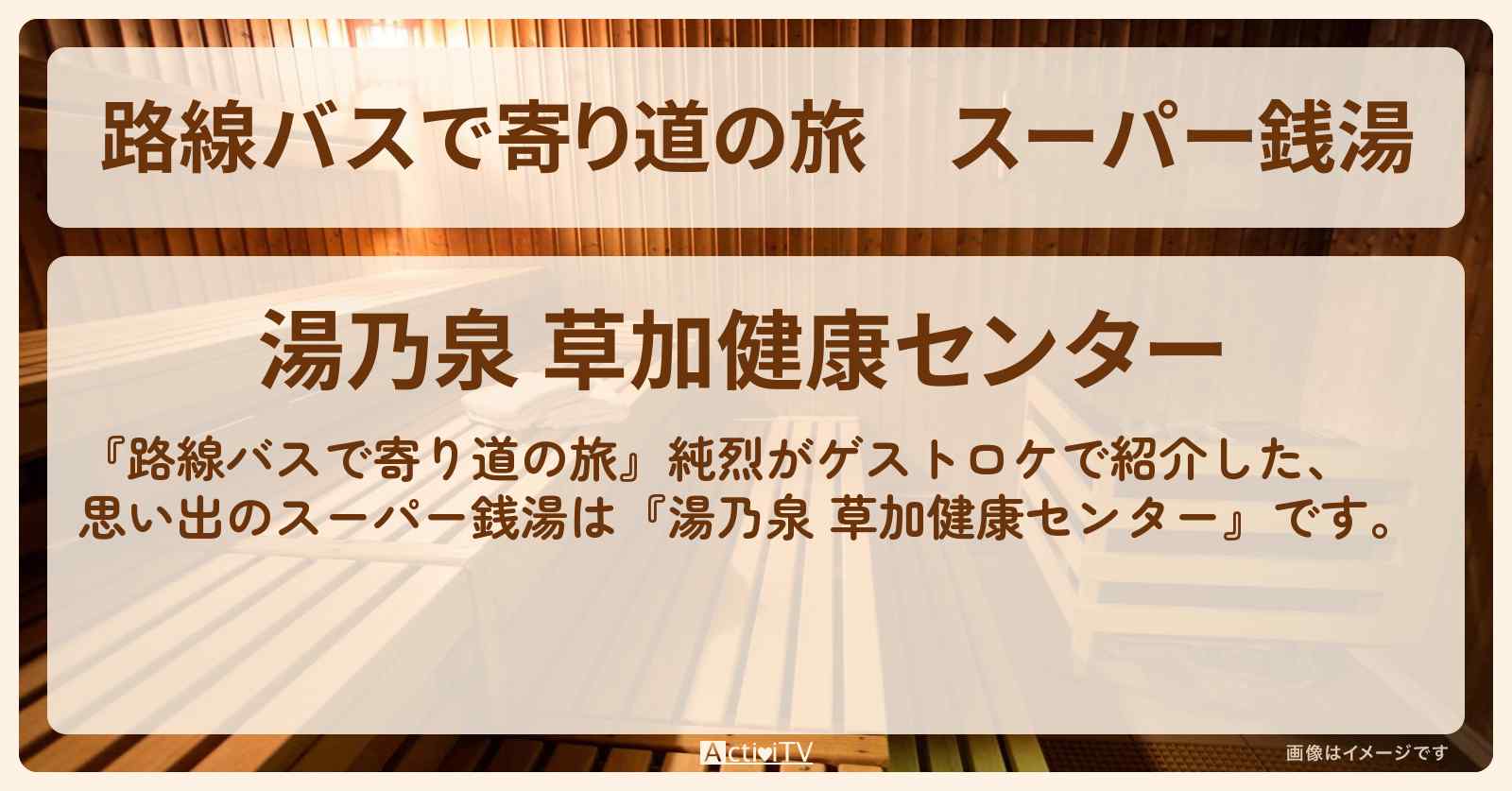 スーパー銭湯『湯乃泉 草加健康センター』のお店の場所〔純烈〕