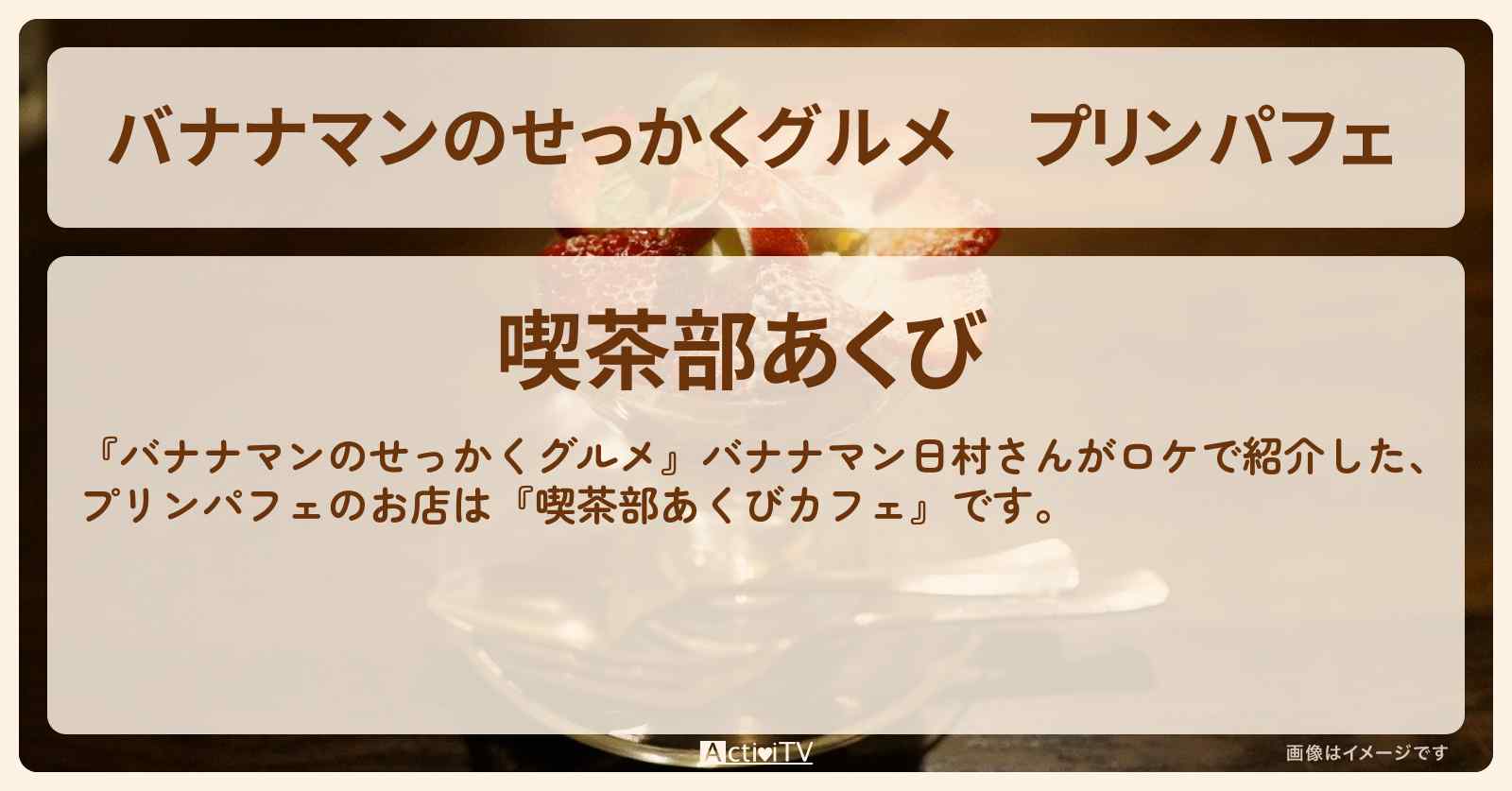 プリンパフェ 『喫茶部あくびカフェ』広島県尾道のカフェスイーツのお店の場所〔日村勇紀〕
