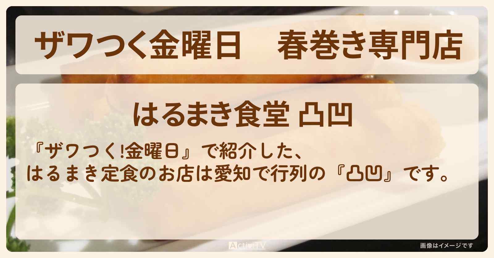 【ザワつく金曜日】春巻き専門店『はるまき食堂 凸凹』愛知で行列のお店の場所