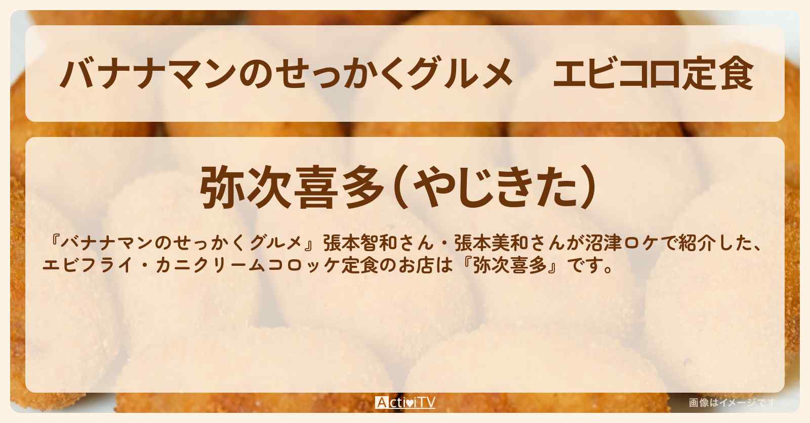 エビコロ定食『弥次喜多』沼津のお店の場所〔張本智和・張本美和・エビフライ・カニクリームコロッケ定食〕