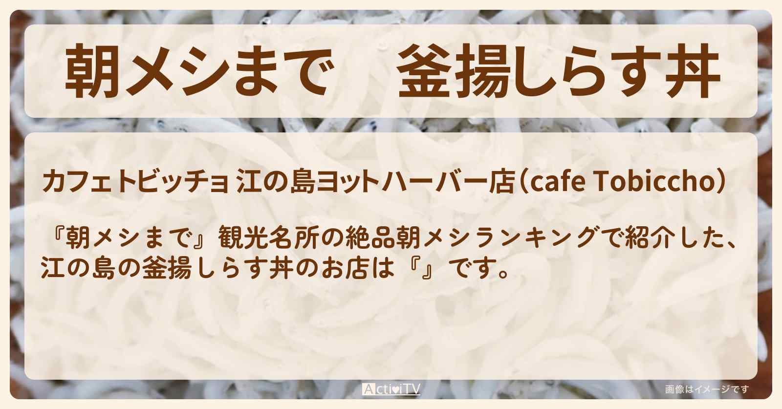 釜揚しらす丼　江の島『カフェ トビッチョ』江の島で問屋直営のお店の場所