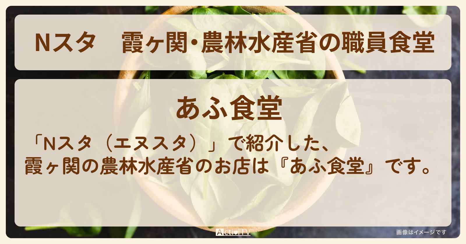 霞ヶ関・農林水産省の職員食堂『あふ食堂』のお店の場所
