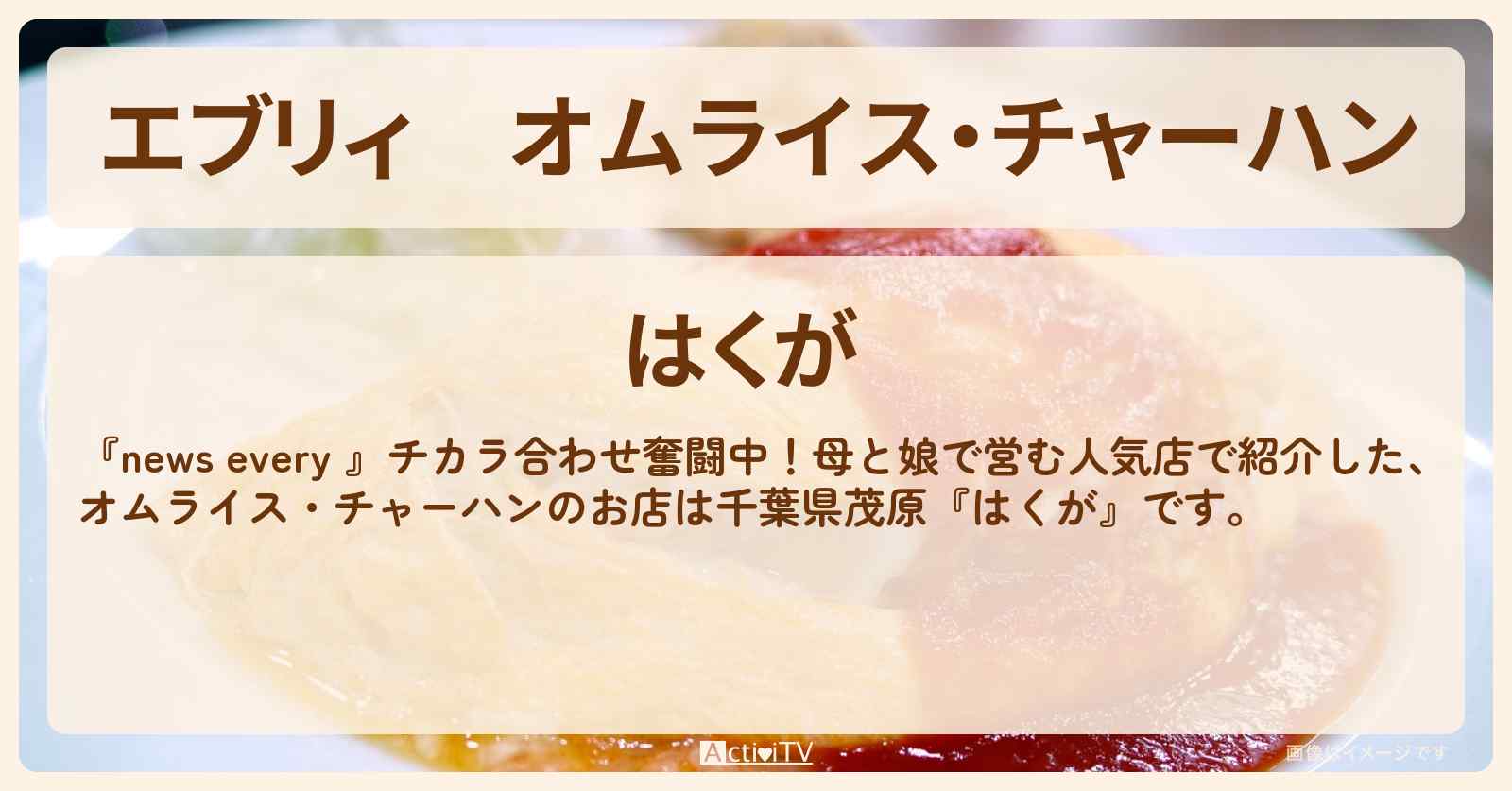 【エブリィ】オムライス・チャーハン『はくが』千葉県茂原・母と娘の町中華のお店情報 #every