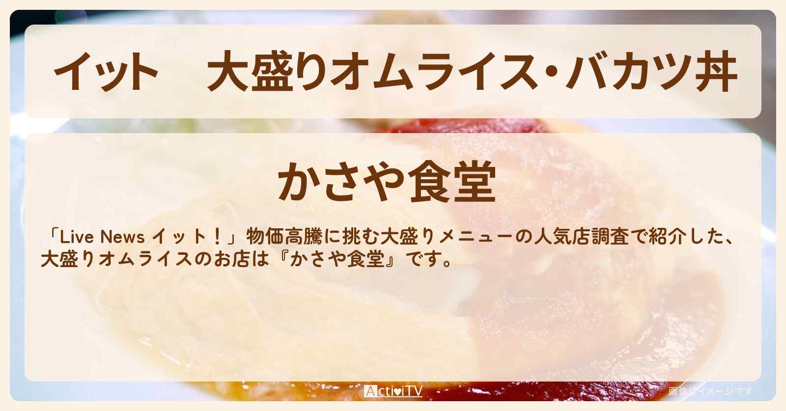 【イット】大盛りオムライス・バカツ丼『かさや食堂』千葉県いすみ市の大盛りの聖地・お店の場所