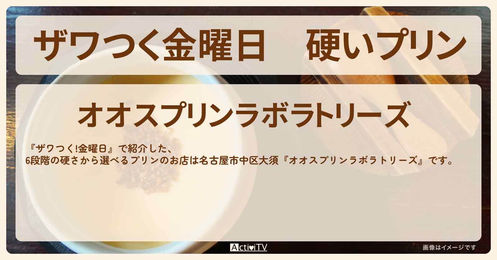 【ザワつく金曜日】硬いプリン『オオスプリンラボラトリーズ』名古屋市中区大須のお店の場所