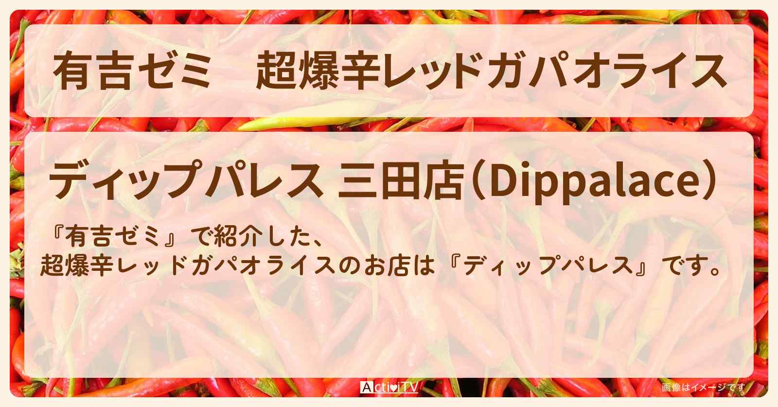 超爆辛レッドガパオライス『ディップパレス』三田のお店・激辛メニューを紹介「vs 激辛チャレンジグルメ」2025/9/1放送