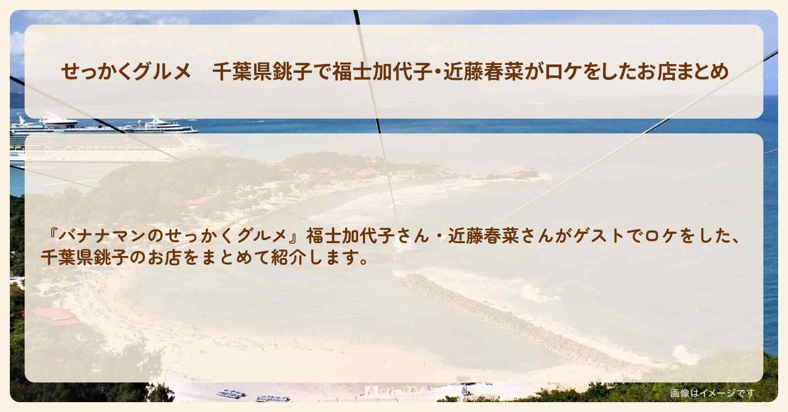 【せっかくグルメ】千葉県銚子で福士加代子・近藤春菜がロケをしたお店まとめ