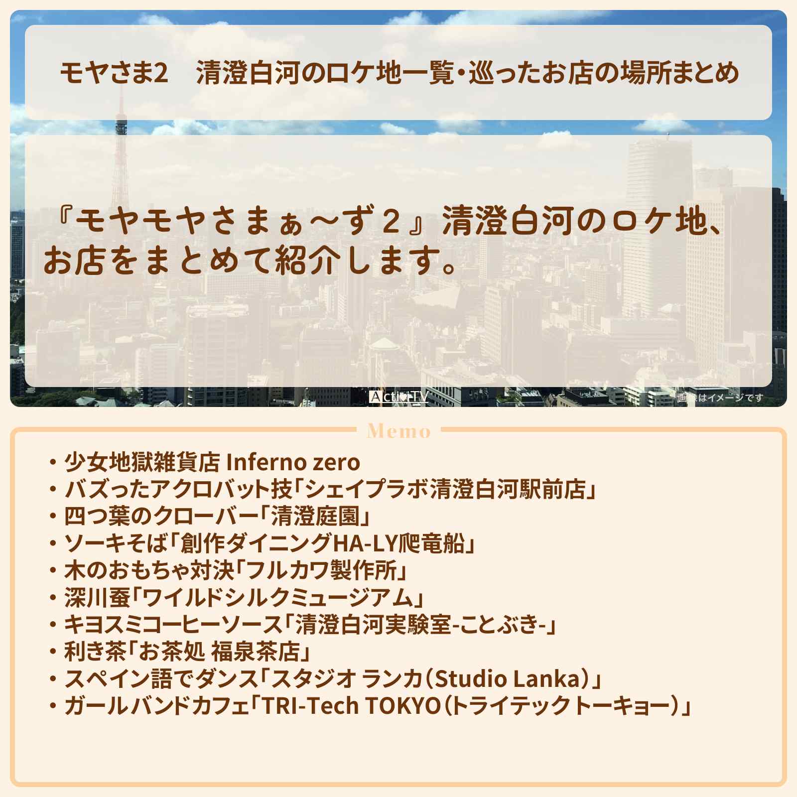 【モヤさま2】清澄白河のロケ地一覧・巡ったお店の場所まとめ〔モヤモヤさまぁ〜ず2〕