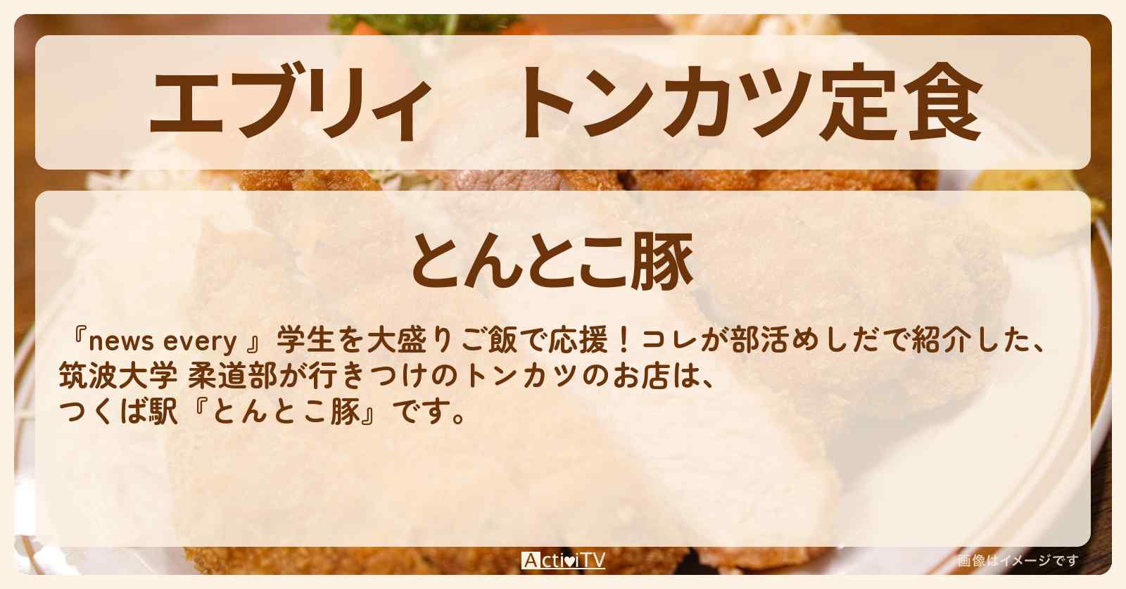 【エブリィ】トンカツ定食『とんとこ豚』筑波大学 柔道部の部活めしのお店 #every