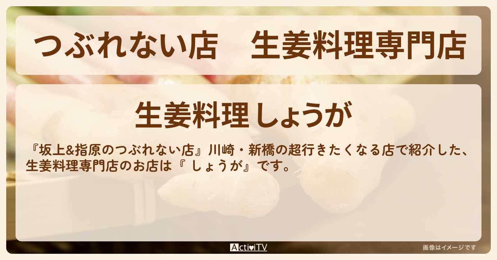 【つぶれない店】生姜料理専門店『しょうが』川崎・新百合ケ丘駅のお店の場所〔高橋ユウ・平野ノラ〕