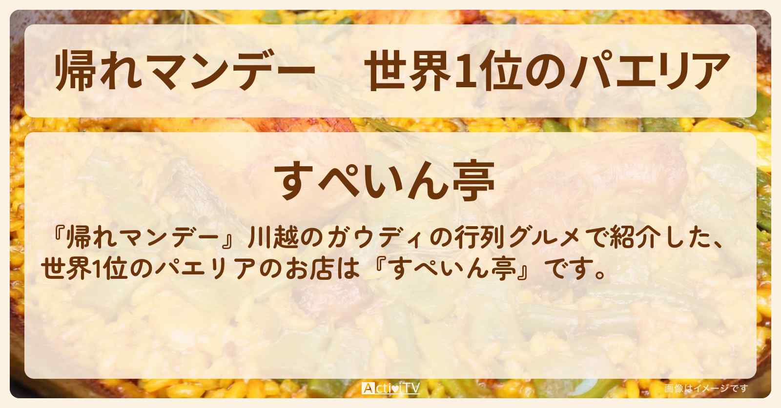 世界1位のパエリア『すぺいん亭』川越のガウディのお店の場所