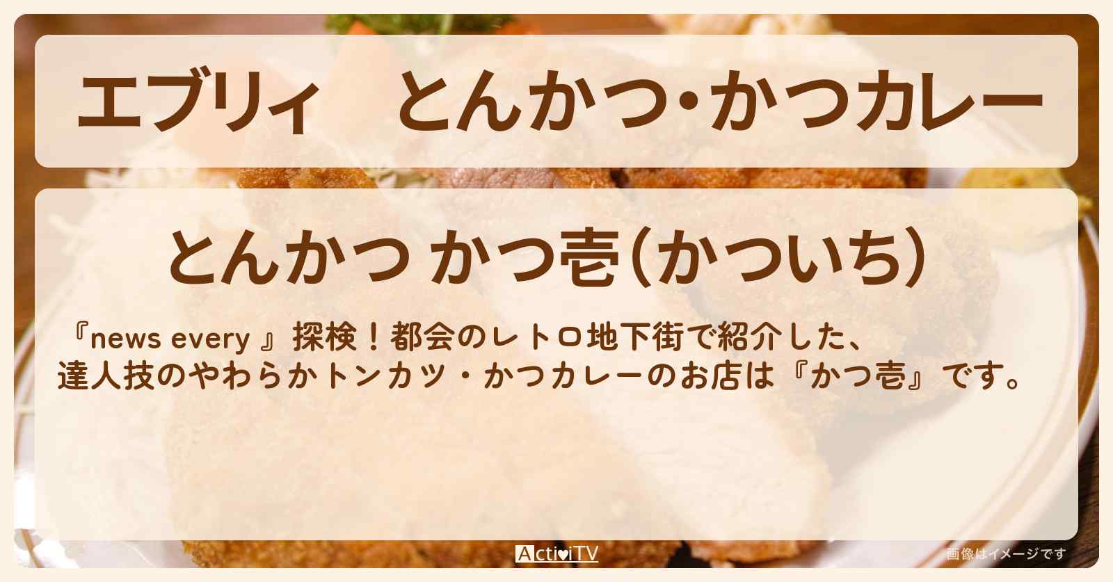 【エブリィ】とんかつ・かつカレー『かつ壱』目黒駅のレトロ地下街のお店情報 #every