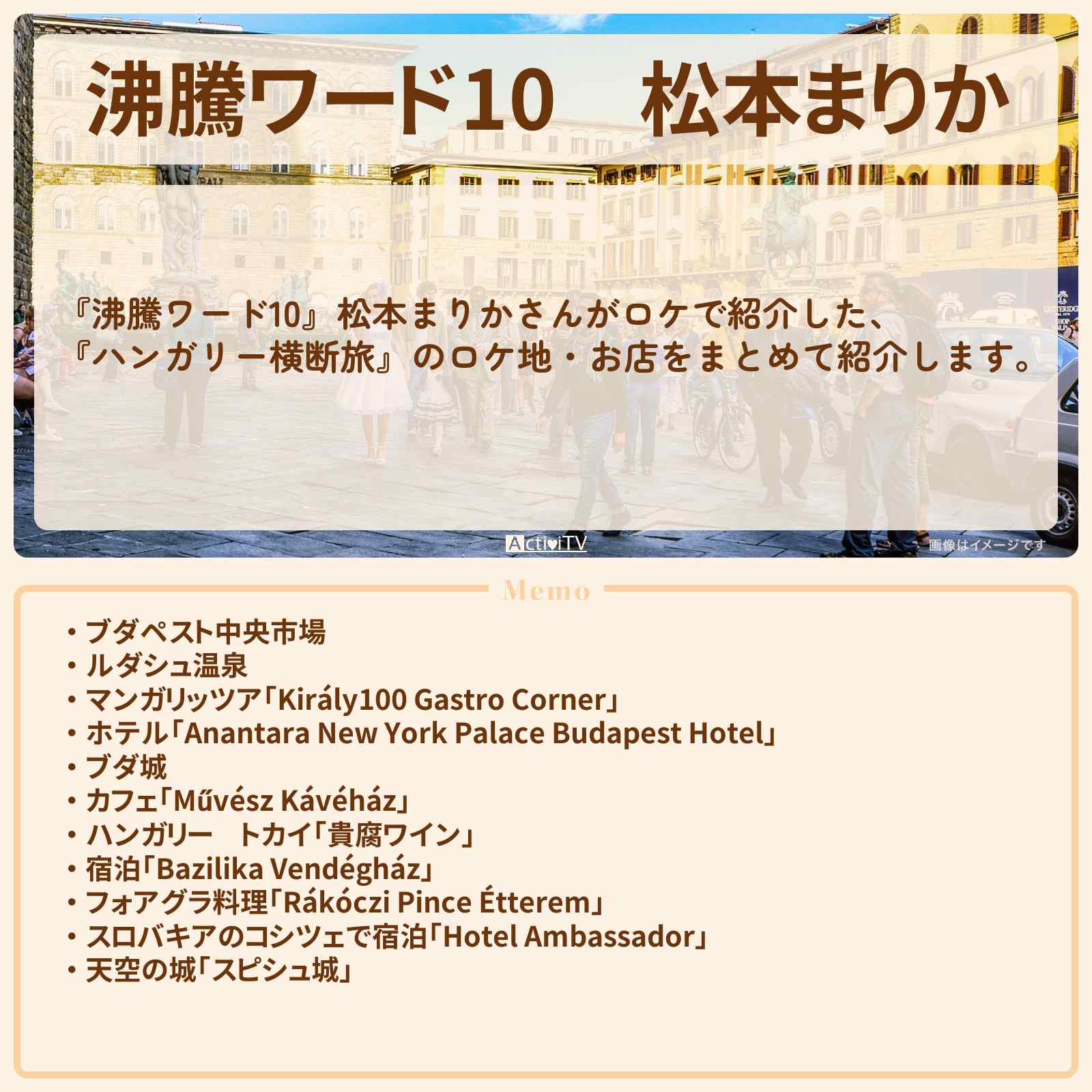 【沸騰ワード10】松本まりか『ハンガリー横断旅』のお店の場所