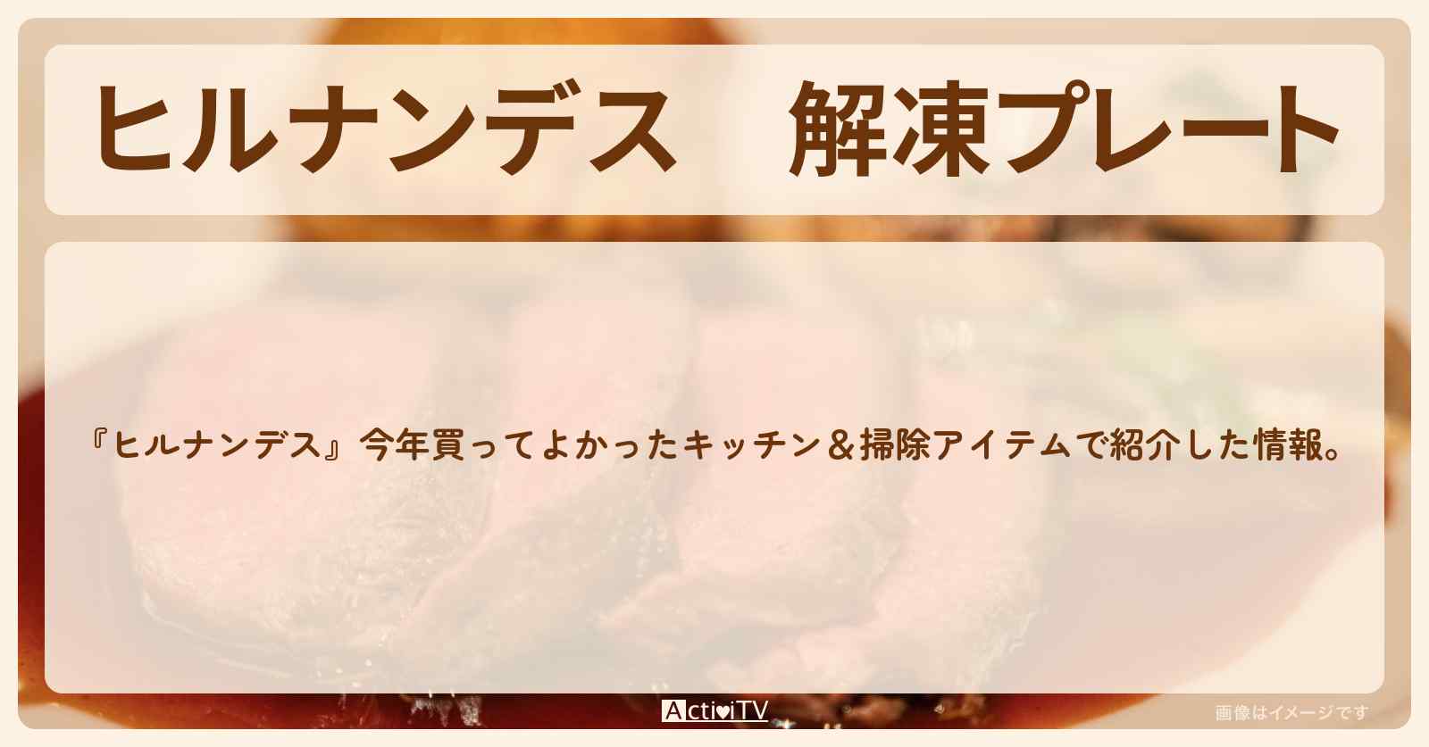 【ヒルナンデス】解凍プレート『エイコ』ののこさんの今年買ってよかったキッチン&掃除アイテムの通販お取り寄せ情報