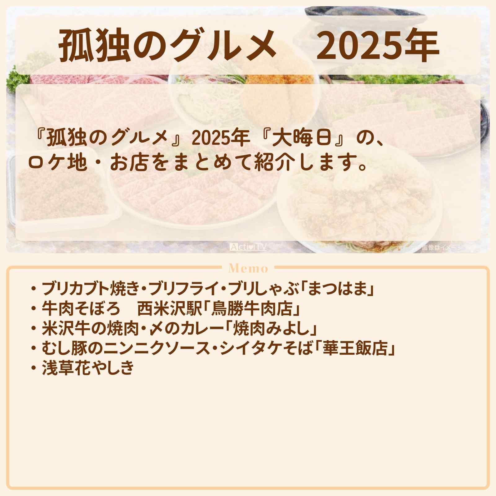 【孤独のグルメ】2025年『大晦日』でロケをしたお店まとめ