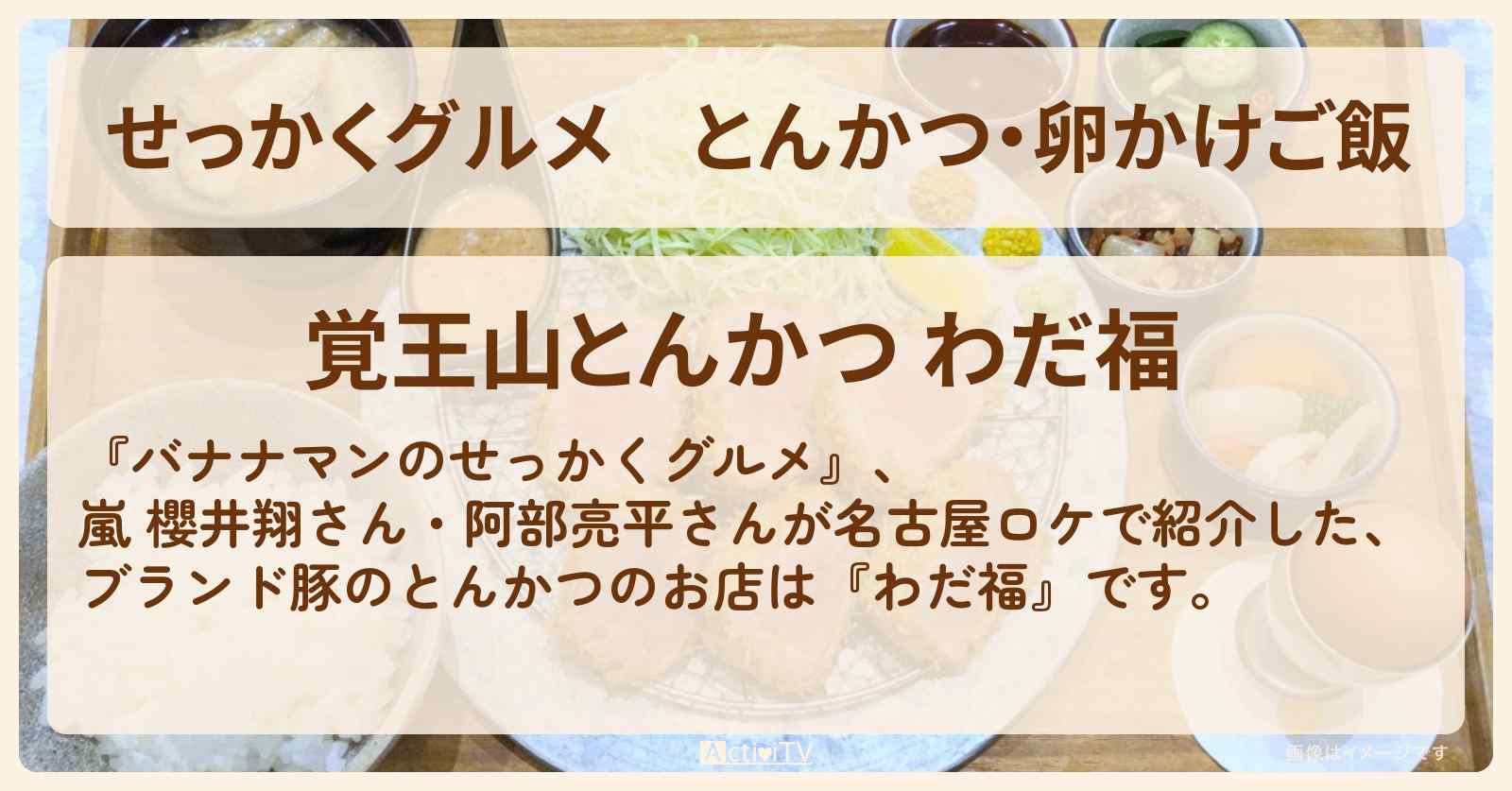【せっかくグルメ】とんかつ・卵かけご飯　嵐 櫻井翔・阿部亮平『わだ福』名古屋ロケのお店情報