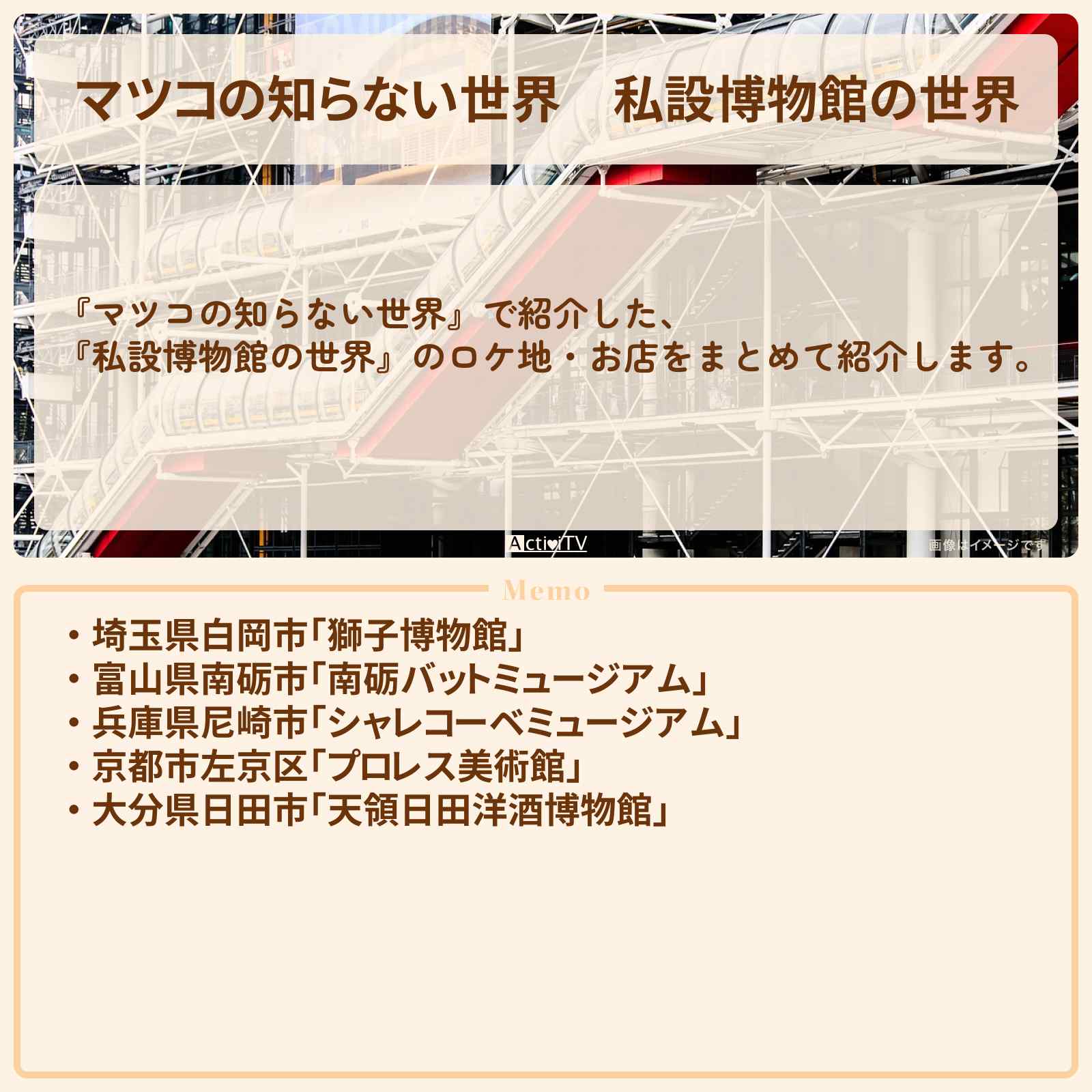 【マツコの知らない世界】『私設博物館の世界』の博物館の情報・場所まとめ