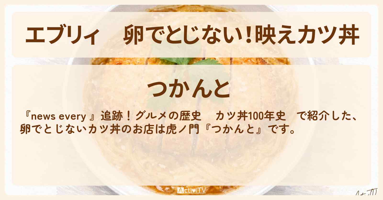 【エブリィ】卵でとじない!映えカツ丼『つかんと』虎ノ門の進化系!カツ丼100年史のお店情報 #every