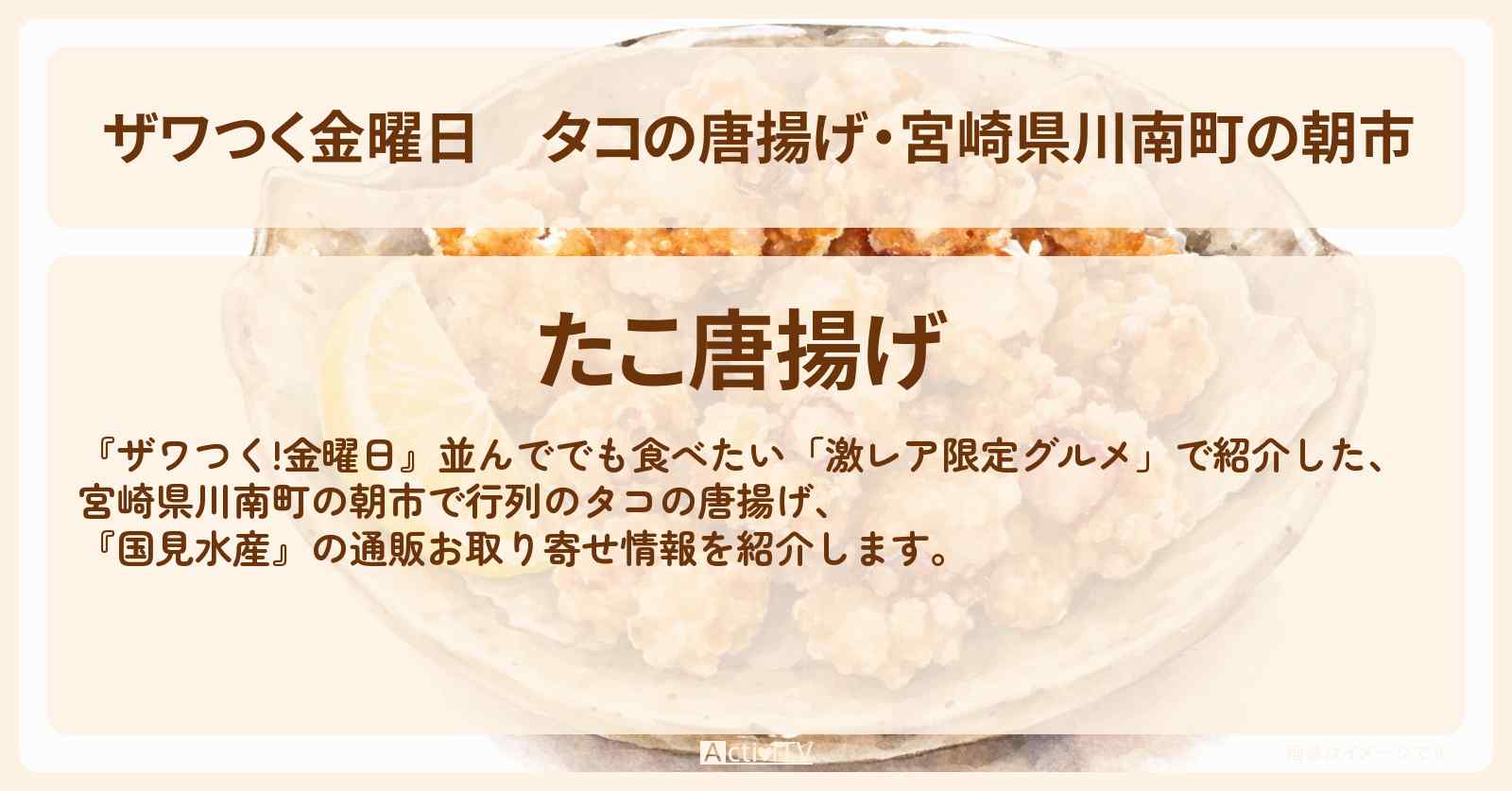 【ザワつく金曜日】タコの唐揚げ・宮崎県川南町の朝市『国見水産』の通販お取り寄せ情報〔激レア限定グルメ・トロントロン軽トラ市〕