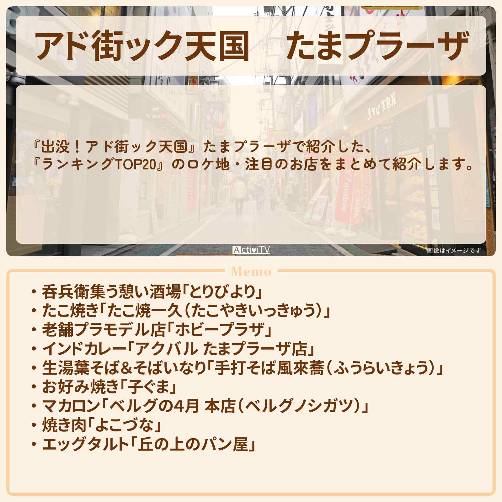 【アド街ック天国】たまプラーザ『ランキングTOP20』で注目のお店まとめ