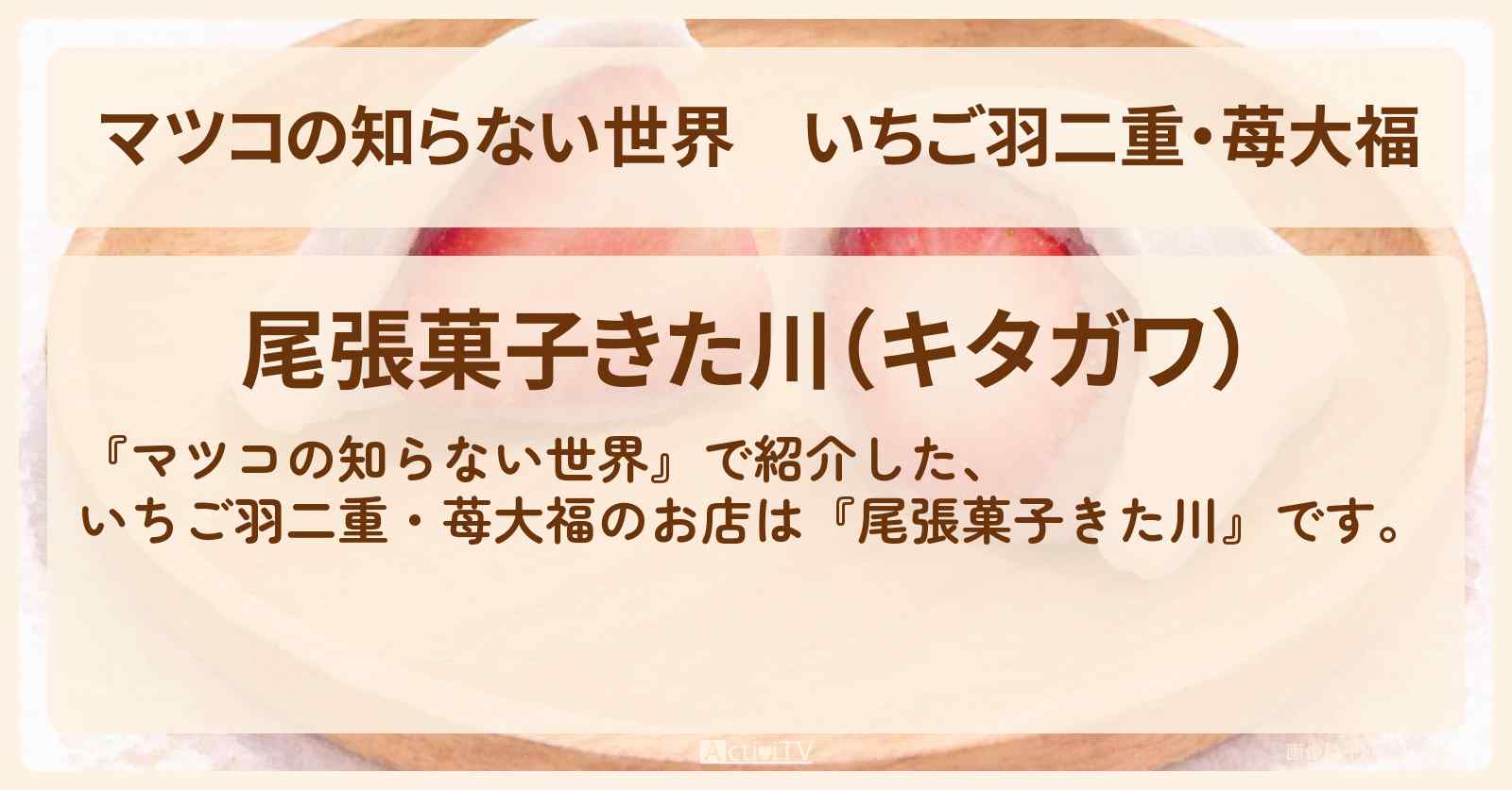 【マツコの知らない世界】いちご羽二重・苺大福『尾張菓子きた川』和菓子の世界のお店情報