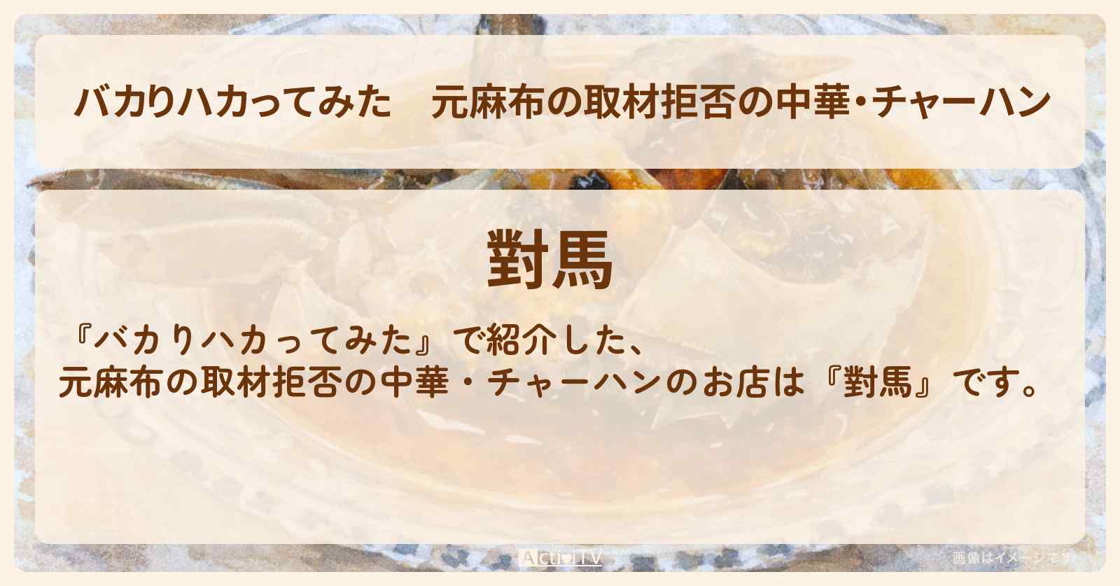 【バカりハカってみた】元麻布の取材拒否の中華・チャーハン『對馬』のお店の場所