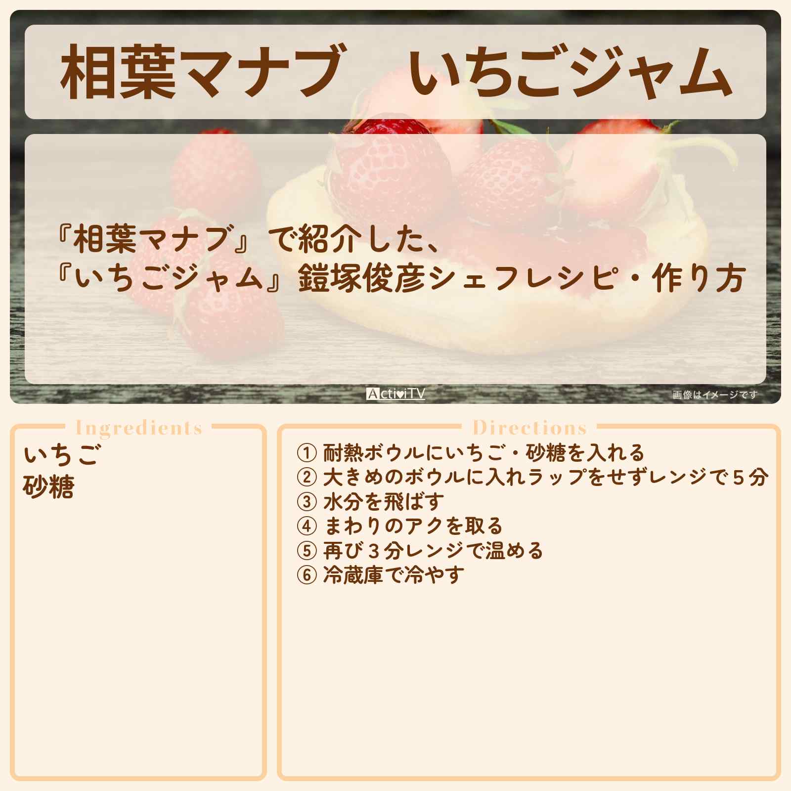 【相葉マナブ】『いちごジャム』鎧塚俊彦シェフレシピ・作り方