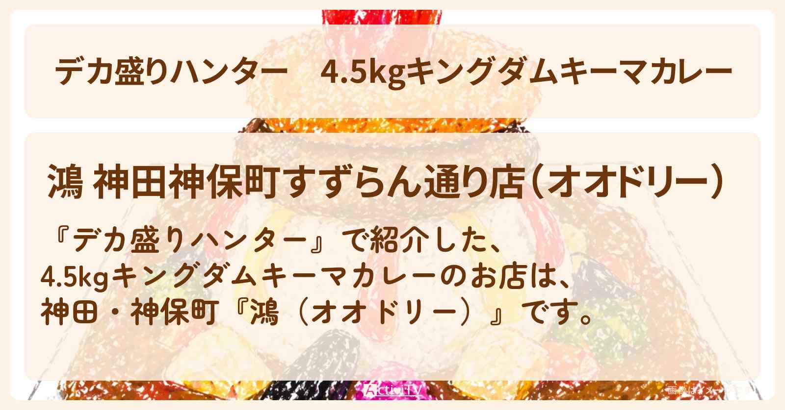 4.5kgキングダムキーマカレー『鴻（オオドリー）』神田・神保町でのお店の場所