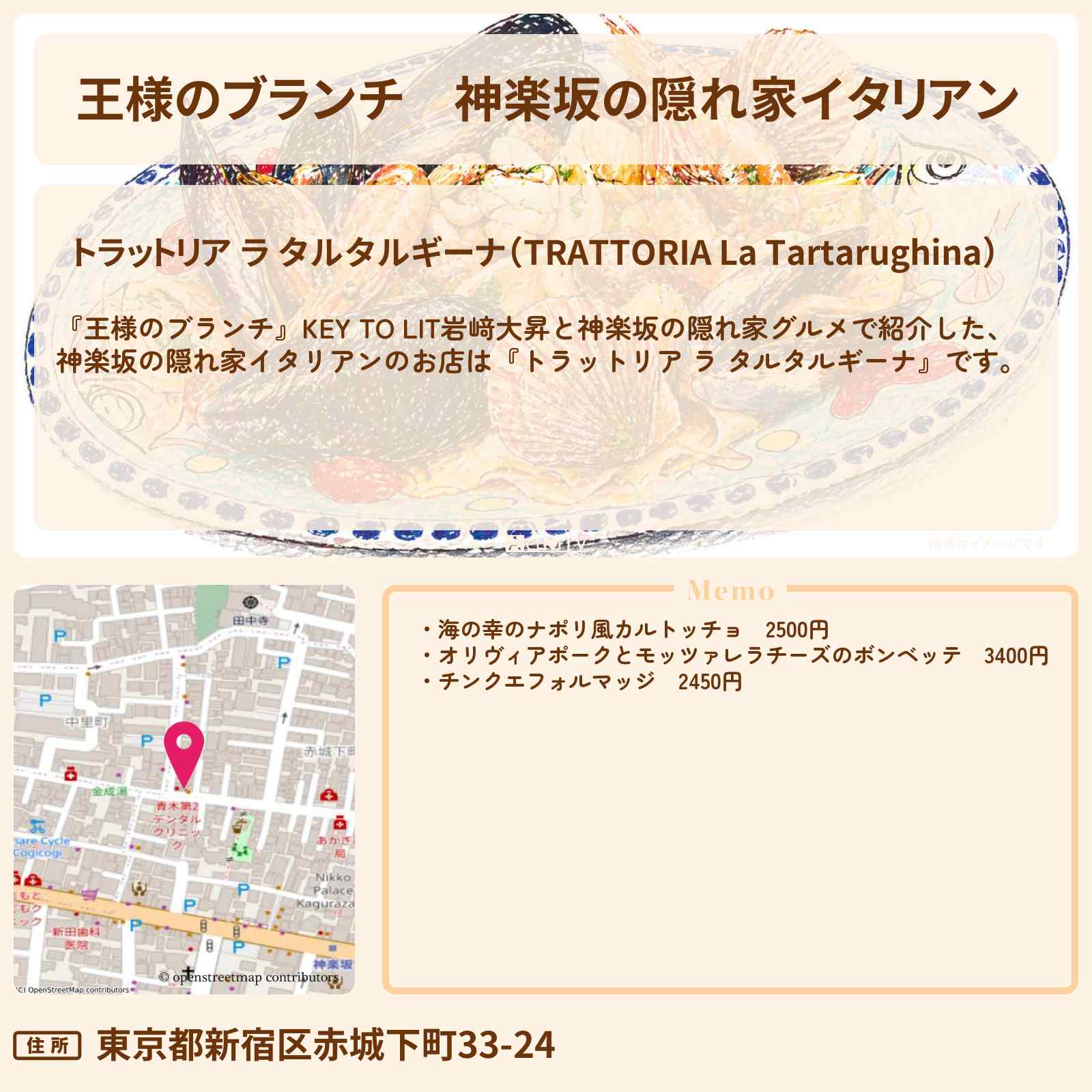 【王様のブランチ】神楽坂の隠れ家イタリアン『トラットリア ラ タルタルギーナ』カルトッチョのお店情報〔キテレツ・岩﨑大昇・ごはんクラブ〕