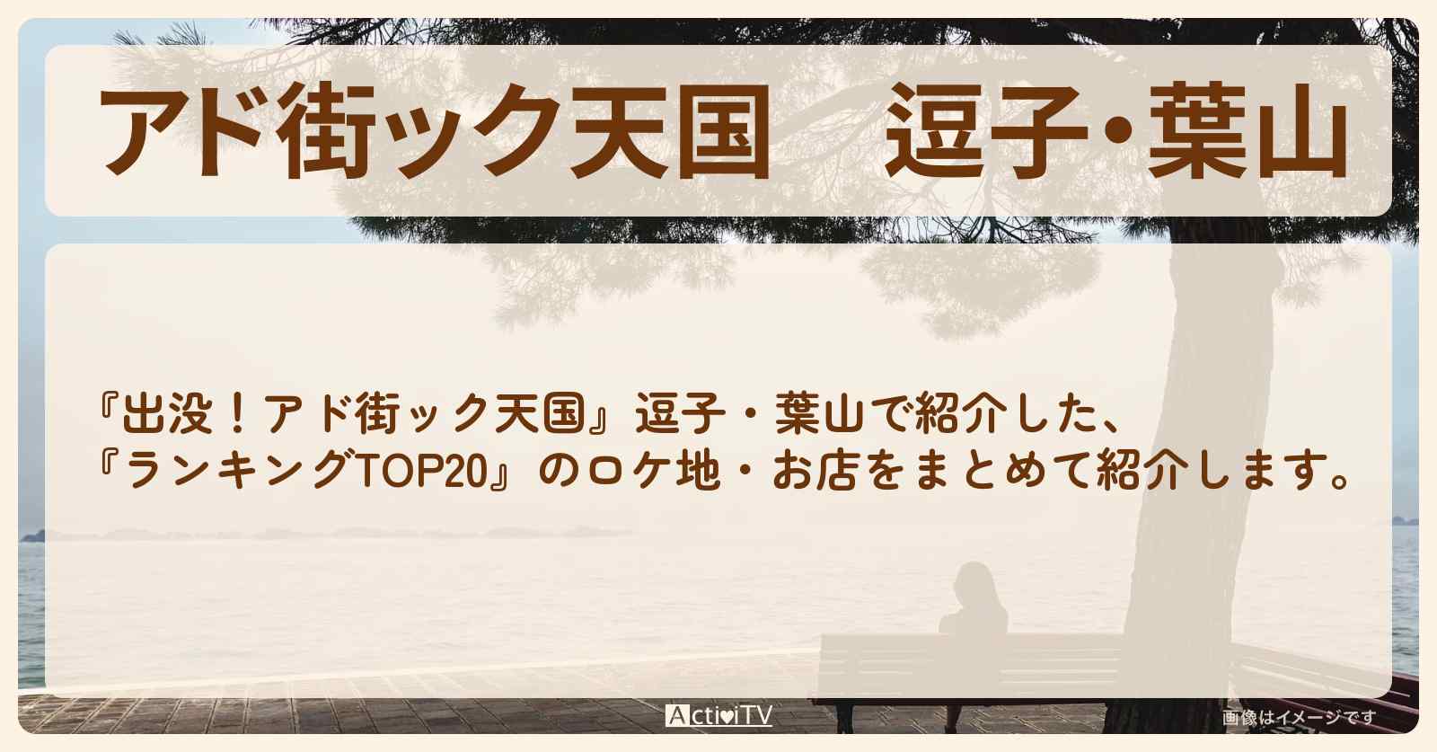【アド街ック天国】逗子・葉山『ランキングTOP20』で注目のお店まとめ