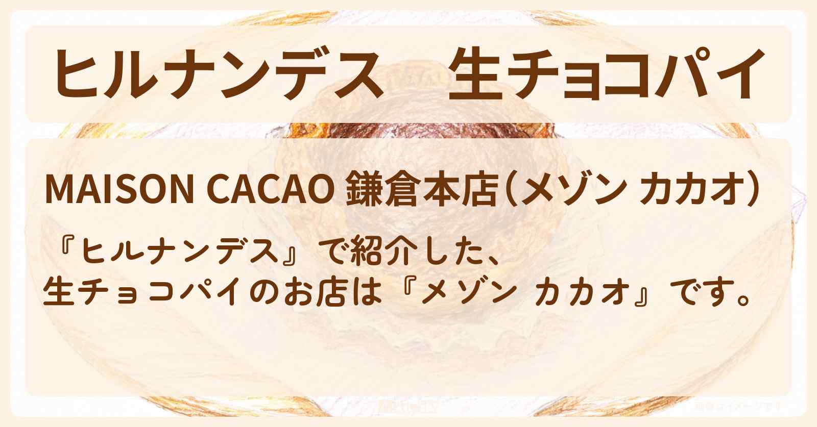 生チョコパイ『メゾン カカオ』鎌倉＆江ノ島のお店情報〔羽鳥慎一・井森美幸・銀シャリ橋本〕